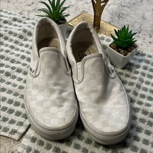 Vans White Checkered Slip-On Sneakers